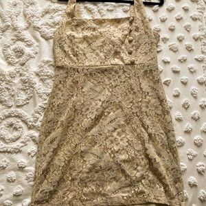 NanaMacs nude lace mini dress